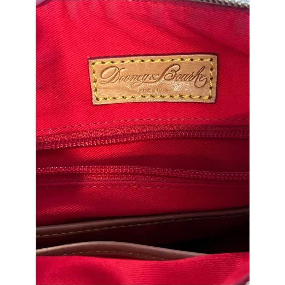 Dooney & Bourke Hydrangea Floral Pebble Grain Leather Satchel with Tan Trim